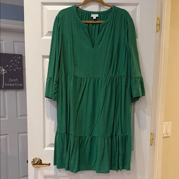 slim fit dress slacks Dress Casual Midi By J. Jill In Green & Orange, Size:M